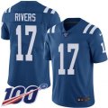 Indianapolis Colts #17 Philip Rivers Royal Blue Stitched NFL Limited Rush 100th Season Jersey