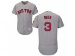 Boston Red Sox #3 Babe Ruth Grey Flexbase Authentic Collection MLB Jersey