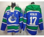 Vancouver Canucks #17 Ryan Kesler blue-green [pullover hooded sweatshirt][patch A]