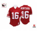San Francisco 49ers #16 Joe Montana Authentic Red Team Color Throwback Football Jersey