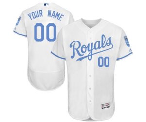 Kansas City Royals Customized Authentic White 2016 Father\'s Day Fashion Flex Base Baseball Jersey