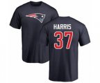 New England Patriots #37 Damien Harris Navy Blue Name & Number Logo T-Shirt