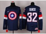 NHL Olympic Team USA #32 Jonathan Quick Navy Blue Captain America Fashion Stitched Jerseys