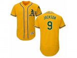Oakland Athletics #9 Reggie Jackson Gold Flexbase Authentic Collection MLB Jersey