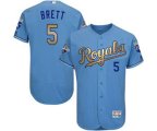 Kansas City Royals #5 George Brett Authentic Light Blue 2015 World Series Champions Gold Program FlexBase MLB Jersey