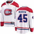 Montreal Canadiens #45 Joe Morrow Authentic White Away Fanatics Branded Breakaway NHL Jersey