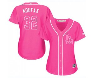 Women\'s Los Angeles Dodgers #32 Sandy Koufax Authentic Pink Fashion Cool Base Baseball Jersey