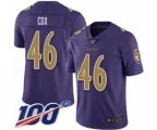 Baltimore Ravens #46 Morgan Cox Limited Purple Rush Vapor Untouchable 100th Season Football Jersey