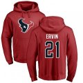 Houston Texans #21 Tyler Ervin Red Name & Number Logo Pullover Hoodie