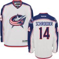 Columbus Blue Jackets #14 Jordan Schroeder Authentic White Away NHL Jersey
