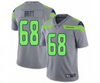 Seattle Seahawks #68 Justin Britt Limited Silver Inverted Legend Football Jersey
