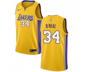 Los Angeles Lakers #34 Shaquille O\'Neal Swingman Gold Home NBA Jersey - Icon Edition