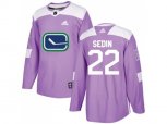 Vancouver Canucks #22 Daniel Sedin Purple Authentic Fights Cancer Stitched NHL Jersey
