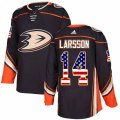 Anaheim Ducks #14 Jacob Larsson Authentic Black USA Flag Fashion NHL Jersey