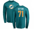 Miami Dolphins #71 Josh Sitton Aqua Green Name & Number Logo Long Sleeve T-Shirt