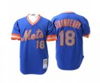 New York Mets #18 Darryl Strawberry Authentic Blue Throwback Baseball Jersey