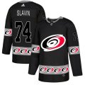 Carolina Hurricanes #74 Jaccob Slavin Authentic Black Team Logo Fashion NHL Jersey