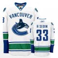 Vancouver Canucks #33 Henrik Sedin Authentic White Away NHL Jersey