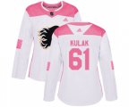 Women Calgary Flames #61 Brett Kulak Authentic White Pink Fashion Hockey Jersey