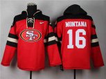 San Francisco 49ers #16 Joe Montana black-red[pullover hooded sweatshirt]