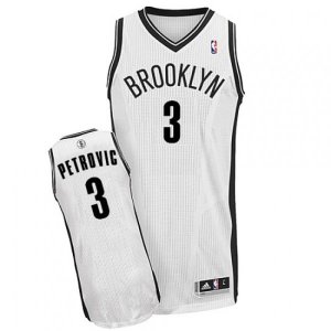 Brooklyn Nets #3 Drazen Petrovic Authentic White Home NBA Jersey