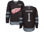 Detroit Red Wings #1 Terry Sawchuk Authentic Black 1917-2017 100th Anniversary NHL Jersey