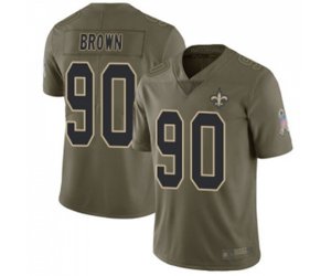 New Orleans Saints #90 Malcom Brown Limited Olive 2017 Salute to Service Football Jersey