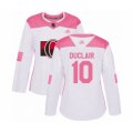 Women Ottawa Senators #10 Anthony Duclair Authentic White Pink Fashion Hockey Jersey
