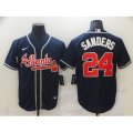 Atlanta Braves #24 Deion Sanders Navy Blue Nike MLB Jersey