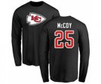 Kansas City Chiefs #25 LeSean McCoy Black Name & Number Logo Long Sleeve T-Shirt