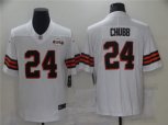 Cleveland Browns #24 Nick Chubb Nike 2021 White Retro 1946 75th Anniversary Jersey