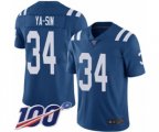 Indianapolis Colts #34 Rock Ya-Sin Royal Blue Team Color Vapor Untouchable Limited Player 100th Season Football Jersey