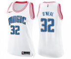 Women's Orlando Magic #32 Shaquille O'Neal Swingman White Pink Fashion Basketball Jersey