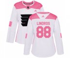 Women Adidas Philadelphia Flyers #88 Eric Lindros Authentic White Pink Fashion NHL Jersey
