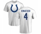 Indianapolis Colts #4 Adam Vinatieri White Name & Number Logo T-Shirt