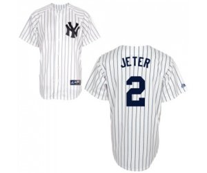 New York Yankees #2 Derek Jeter Authentic White Name On Back Baseball Jersey