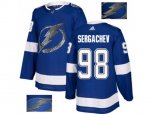 Tampa Bay Lightning #98 Mikhail Sergachev Blue Home Authentic Fashion Gold Stitched NHL Jersey
