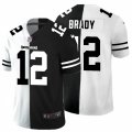 Tampa Bay Buccaneers #12 Tom Brady Black White Limited Split Fashion Football Jersey