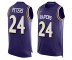 Baltimore Ravens #24 Marcus Peters Elite Purple Player Name & Number Tank Top Football Jersey