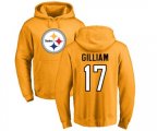 Pittsburgh Steelers #17 Joe Gilliam Gold Name & Number Logo Pullover Hoodie