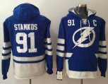 Tampa Bay Lightning #91 Steven Stamkos Blue Name & Number Pullover NHL Hoodie