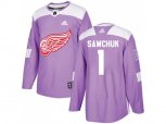 Detroit Red Wings #1 Terry Sawchuk Purple Authentic Fights Cancer Stitched NHL Jersey