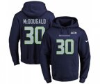 Seattle Seahawks #30 Bradley McDougald Navy Blue Name & Number Pullover Hoodie