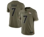 Denver Broncos #7 John Elway 2022 Olive Salute To Service Limited Stitched Jersey