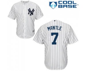 New York Yankees #7 Mickey Mantle Replica White Home Baseball Jersey