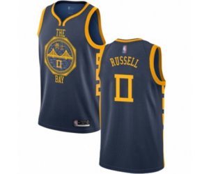 Golden State Warriors #0 D\'Angelo Russell Authentic Navy Blue Basketball Jersey - City Edition