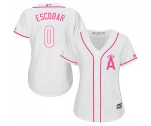 Women\'s Los Angeles Angels of Anaheim #0 Yunel Escobar Replica White Fashion Cool Base Baseball Jersey