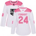 Women's Los Angeles Kings #24 Derek Forbort Authentic White Pink Fashion NHL Jersey