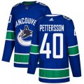 Vancouver Canucks #40 Elias Pettersson Blue Home Authentic Stitched NHL Jersey