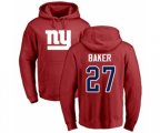 New York Giants #27 Deandre Baker Red Name & Number Logo Pullover Hoodie